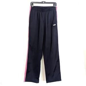 Puma Navy Blue & Pink Side Stripe Track Pants - Size Medium Womens M